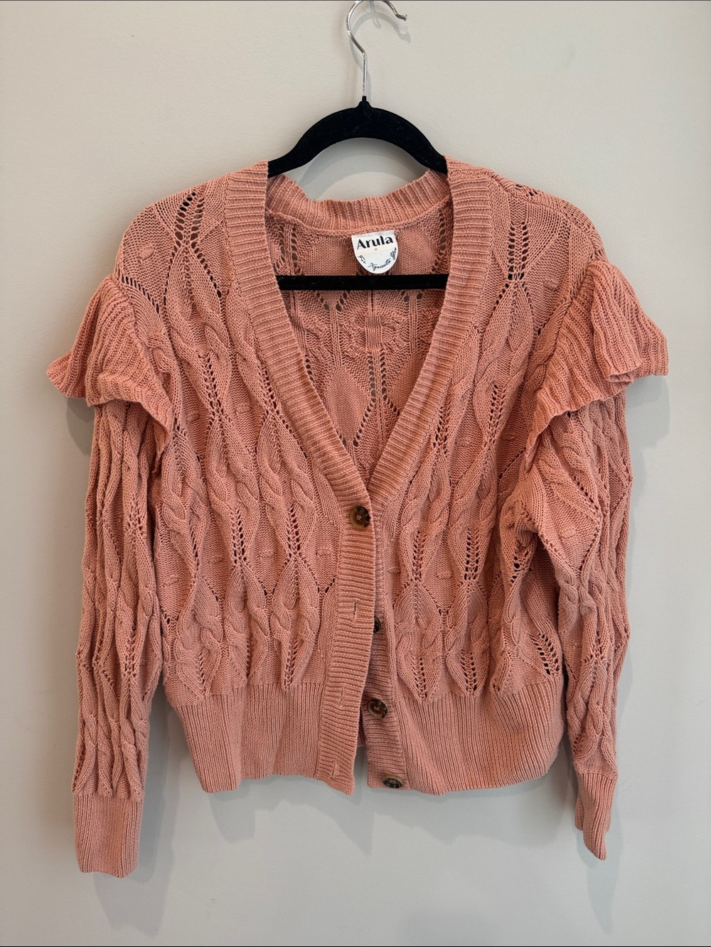Women's Peachy Pink Arula Knit Button-Front Cardigan Sweater
